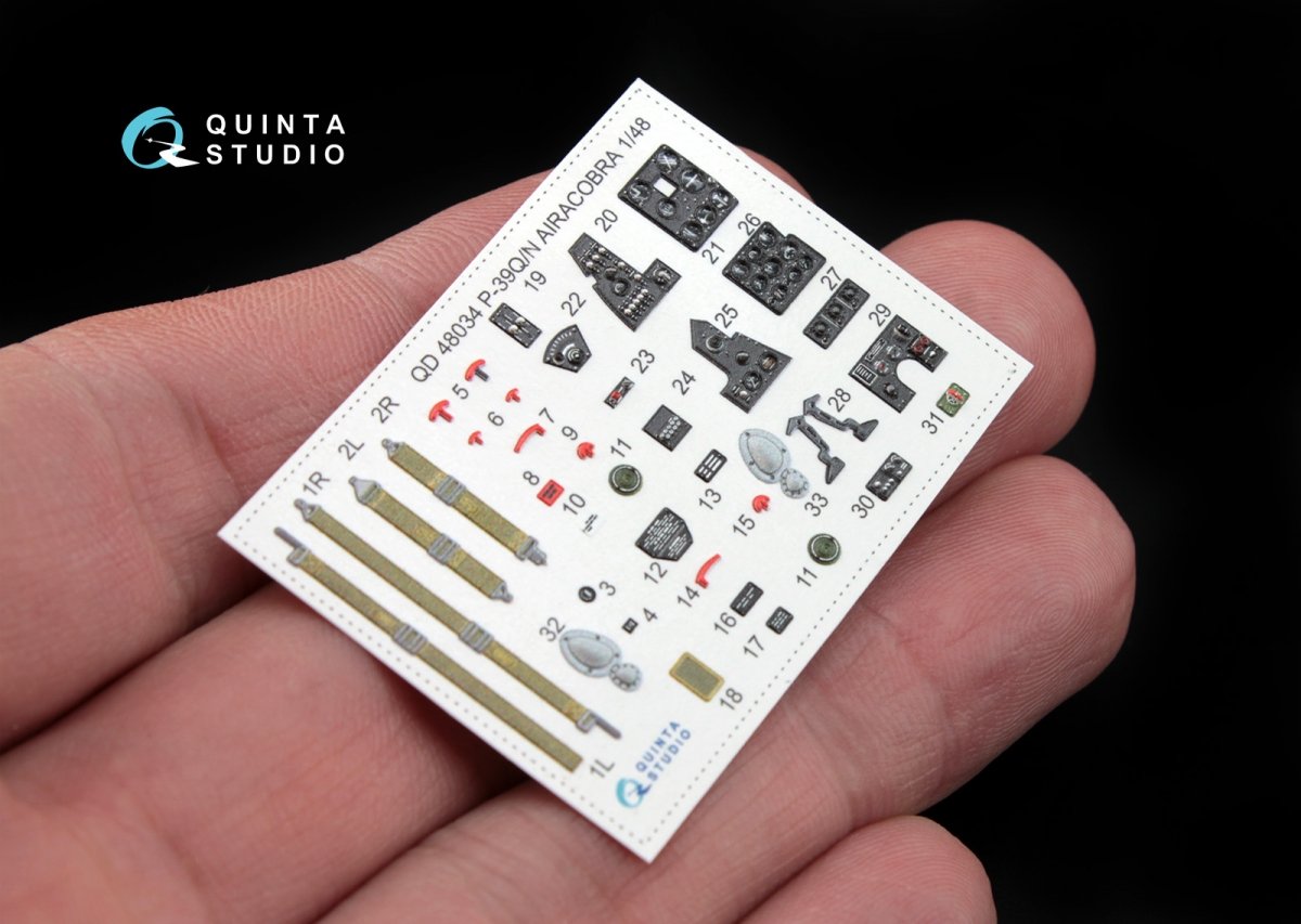 Quinta Studio QD48034 P-39Q/N 3D-Printed &amp;amp; coloured Interior on decal paper (for Hasegawa kit) 1/48 – Bild 2