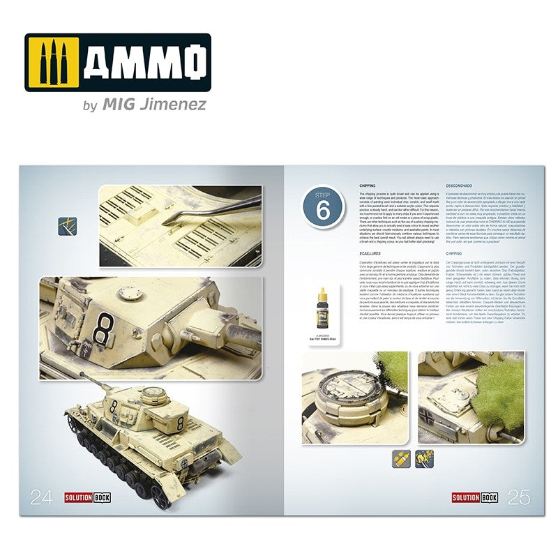 AMMO of Mig Jimenez 6602 SOLUTION BOOK 19 - How to Paint WWII German D.A.K .Vehicles (English, Castellano, Francais, Deutsch) – Bild 4