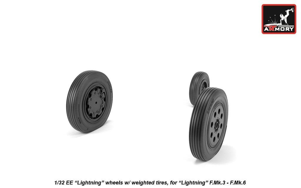 Armory Models AW32402 EE Lightning wheels w/ weighted tires, late 1/32 – immagine 4