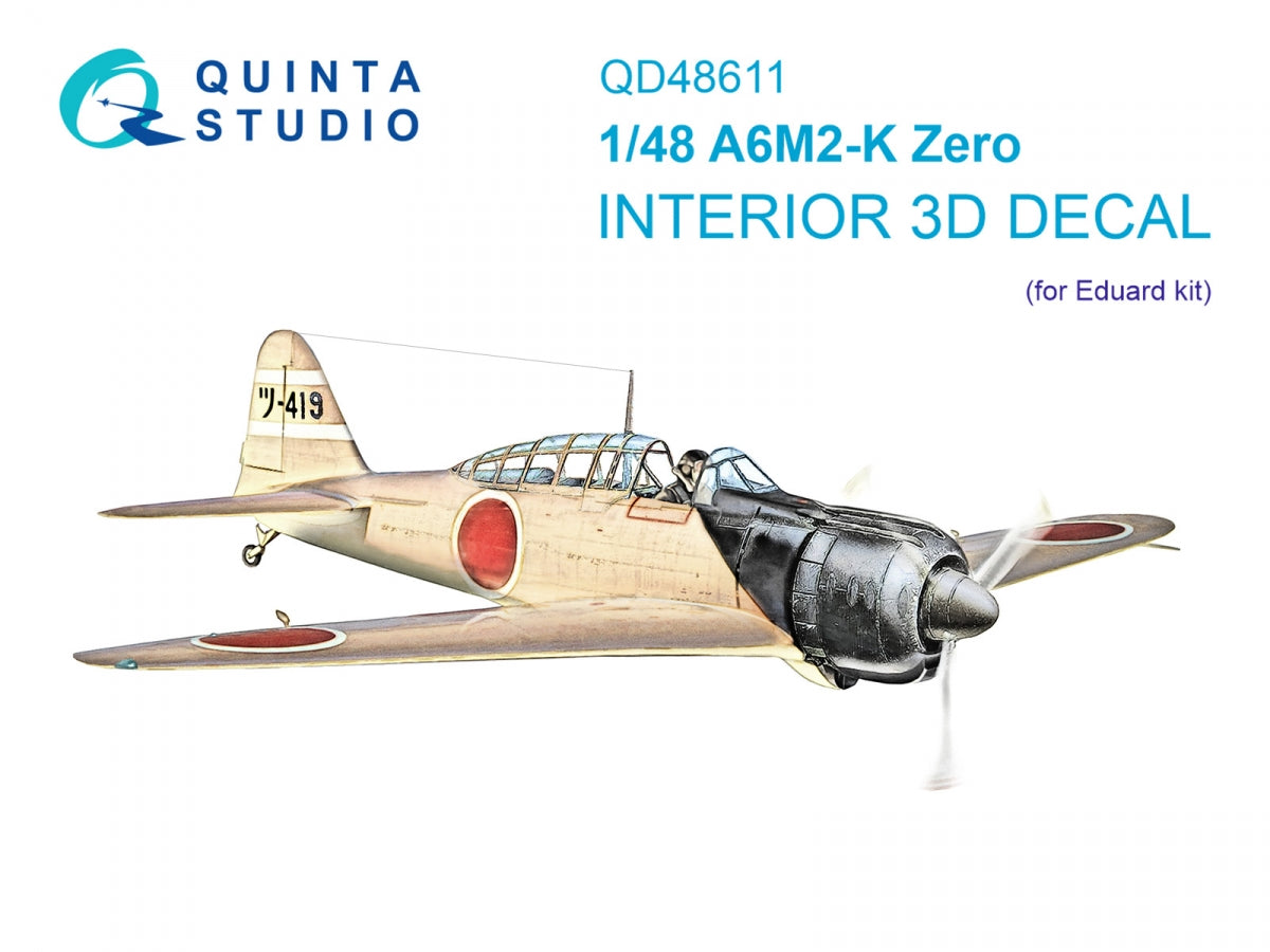 Quinta Studio QD48611 A6M2-K Zero 3D-Printed &amp;amp; coloured Interior on decal paper (Eduard) 1/48