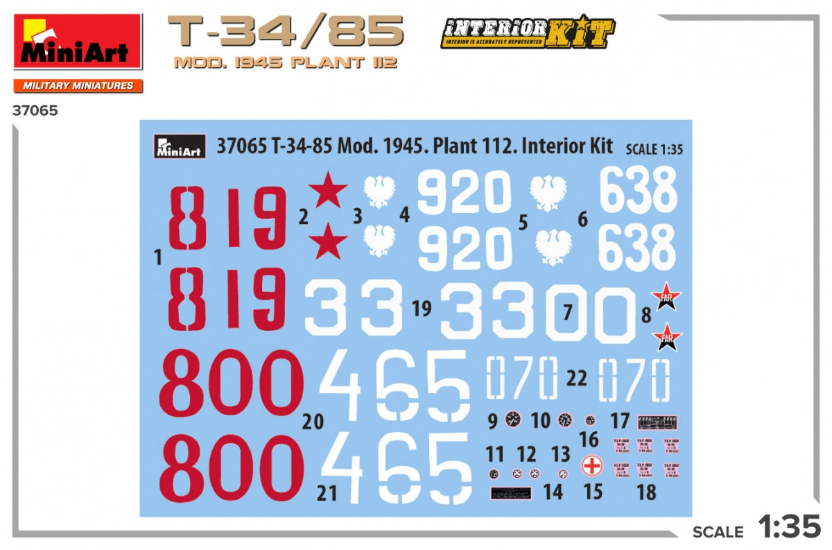 MiniArt 37065 T-34/85 MOD. 1945. PLANT 112. INTERIOR KIT 1/35 – zdjęcie 2