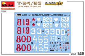 MiniArt 37065 T-34/85 MOD. 1945. PLANT 112. INTERIOR KIT 1/35 – zdjęcie 2
