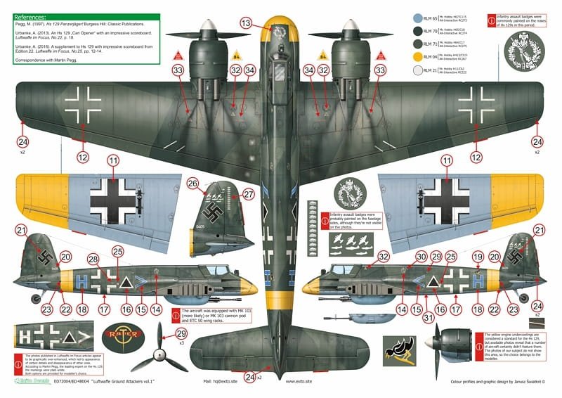 Décalcomanies Exito ED48004 Luftwaffe Ground Attackers vol.1 - Ju 87 D-3, Hs 129, Fw 190F-8 1/48 – image 7