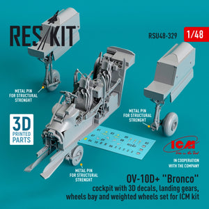 RESKIT RSU48-0329 OV-10D+ &amp;quot;BRONCO&amp;quot; COCKPIT WITH 3D DECALS, LANDING GEARS, WHEELS BAY AND WEIGHTED WHEELS SET FOR ICM KIT (3D PRINTED) 1/48 – image 3