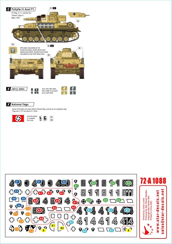 Star Decals 72-A1088 Panzer in the Desert # 5. PzKpfw IV Ausf D, D/E Hybrid, E and F1, in North Africa 1/72 – immagine 2
