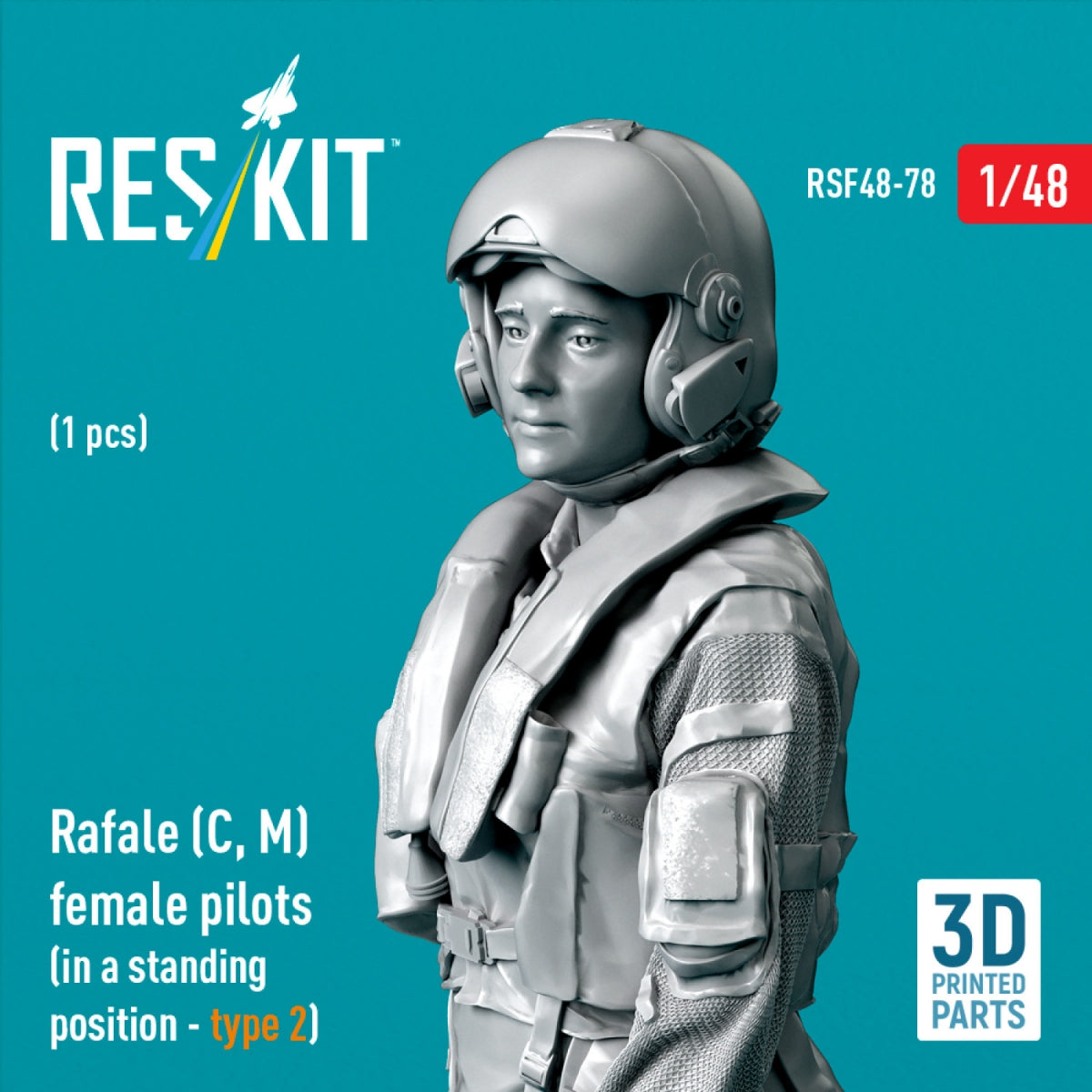 RESKIT RSF48-0078 Rafale (C, M) female pilot (in a standing position - type 2) (1 pcs) (3D Printed) 1/48 – imagen 2