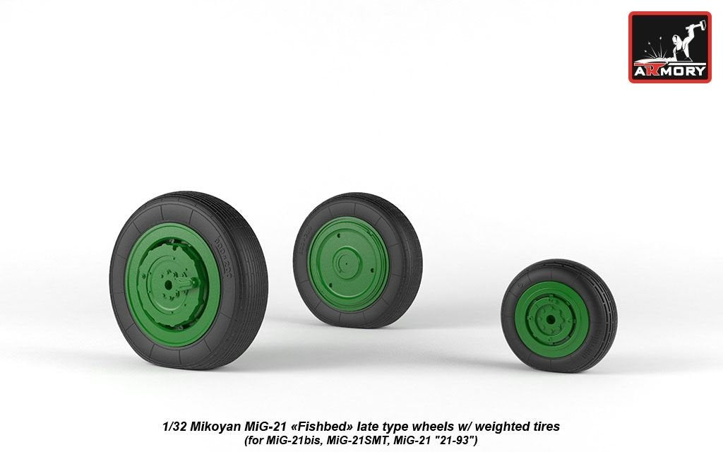 Armory Models AW32011 Mikoyan MiG-21 Fishbed wheels w/ weighted tires, late 1/32 – Bild 7