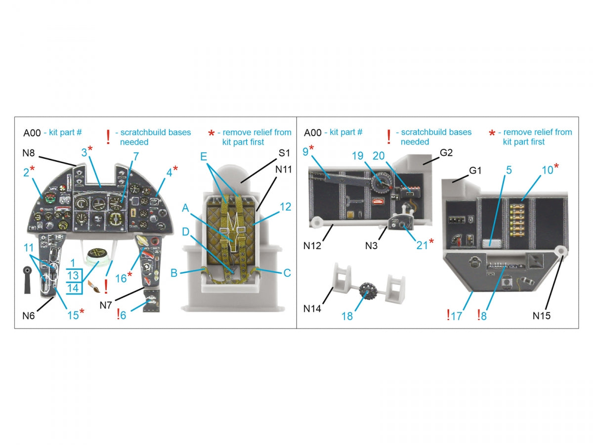 Quinta Studio QD48503 Typhoon Mk.Ib late 3D-Printed &amp;amp; coloured Interior on decal paper (Hasegawa/Italeri) 1/48 – Bild 2