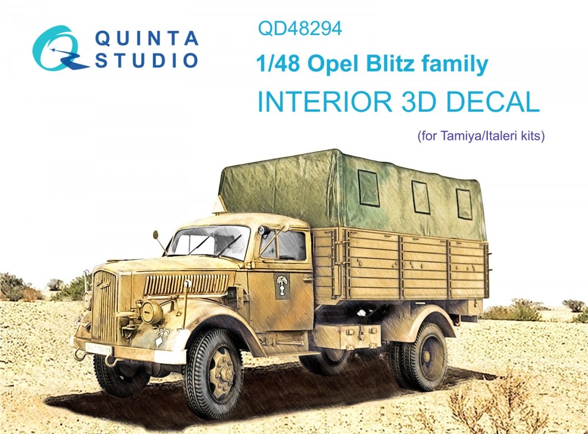 Quinta Studio QD48294 Opel Blitz family 3D-Printed &amp; colored Interior on decal paper (Tamiya/Italeri) 1/48