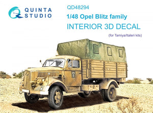 Quinta Studio QD48294 Opel Blitz family 3D-Printed &amp;amp; coloured Interior on decal paper (Tamiya/Italeri) 1/48