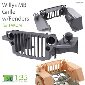 T-Rex Studio TR35053 Willys MB Grille w/Fenders Set for TAKOM 1/35