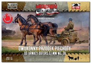 First to Fight First To Fight PL092 Two horse cart for Bofors 37mm wz.36 1/72 – immagine 2