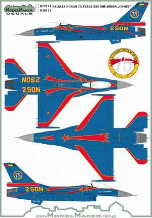 ModelMaker Decals D48171 Belgian F-16AM 75 Years 2ND Squadron &amp;quot;Comet&amp;quot; 1/48