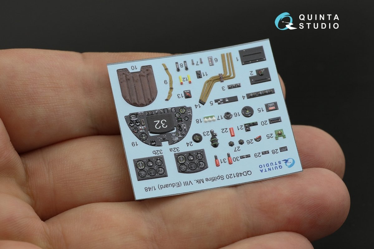 Quinta Studio QD48120 Spitfire Mk.VIII 3D-Printed &amp;amp; coloured Interior on decal paper (Eduard) 1/48 – immagine 3