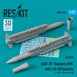 RESKIT RS72-0445 AGM-78 &amp;quot;STANDARD ARM&amp;quot; WITH LAU-80 LAUNCHER (2 PCS) 1/72