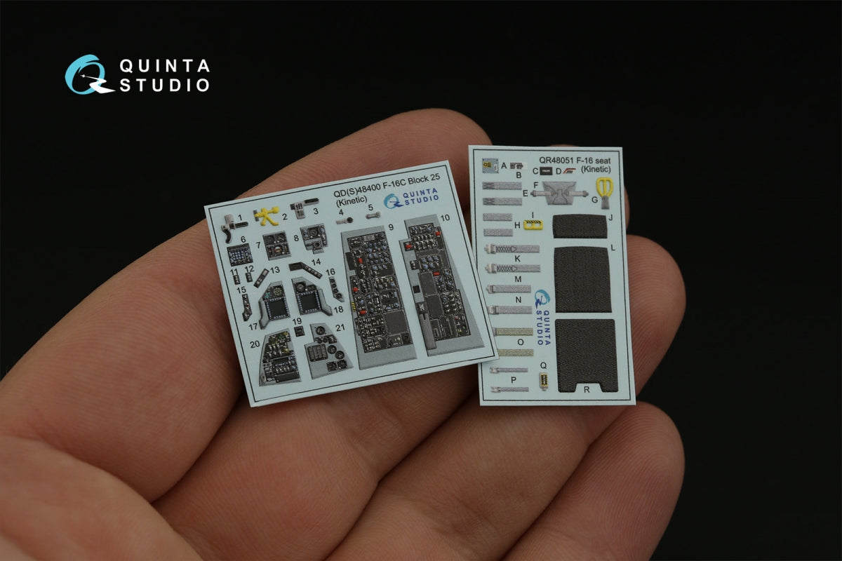 Quinta Studio QD48400 F-16C block 25 3D-Printed &amp;amp; coloured Interior on decal paper (Kinetic 2022 tool) 1/48 – zdjęcie 5