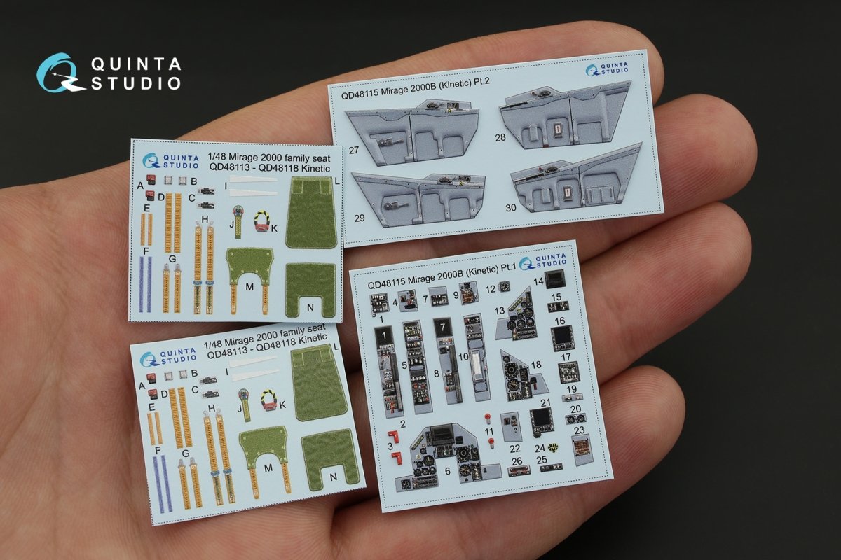 Quinta Studio QD48115 Mirage 2000B 3D-Printed &amp;amp; coloured Interior on decal paper (for Kinetic kit) 1/48 – immagine 2