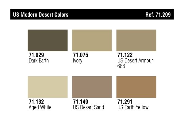 Vallejo 71209 US Modern Desert Colors (6x17ml) – immagine 2