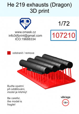 Omask 107210 He 219 exhausts (Dragon) 3D print 1/72 – immagine 2