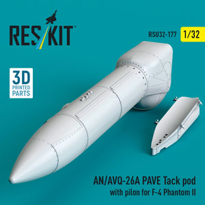 RESKIT RSU32-0177 AN/AVQ-26A PAVE Tack pod with pilon for F-4 Phantom II (3D Printed) 1/32