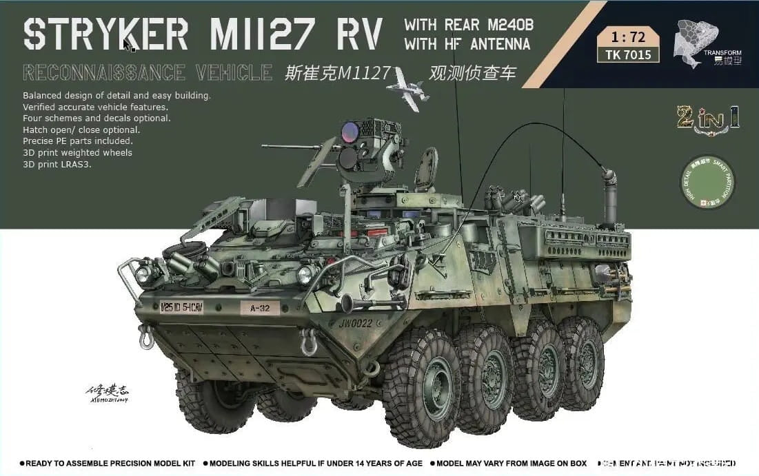 Maquette Border TK-7015 Stryker M1127 RV avec M240B arrière et antenne HF 1/72