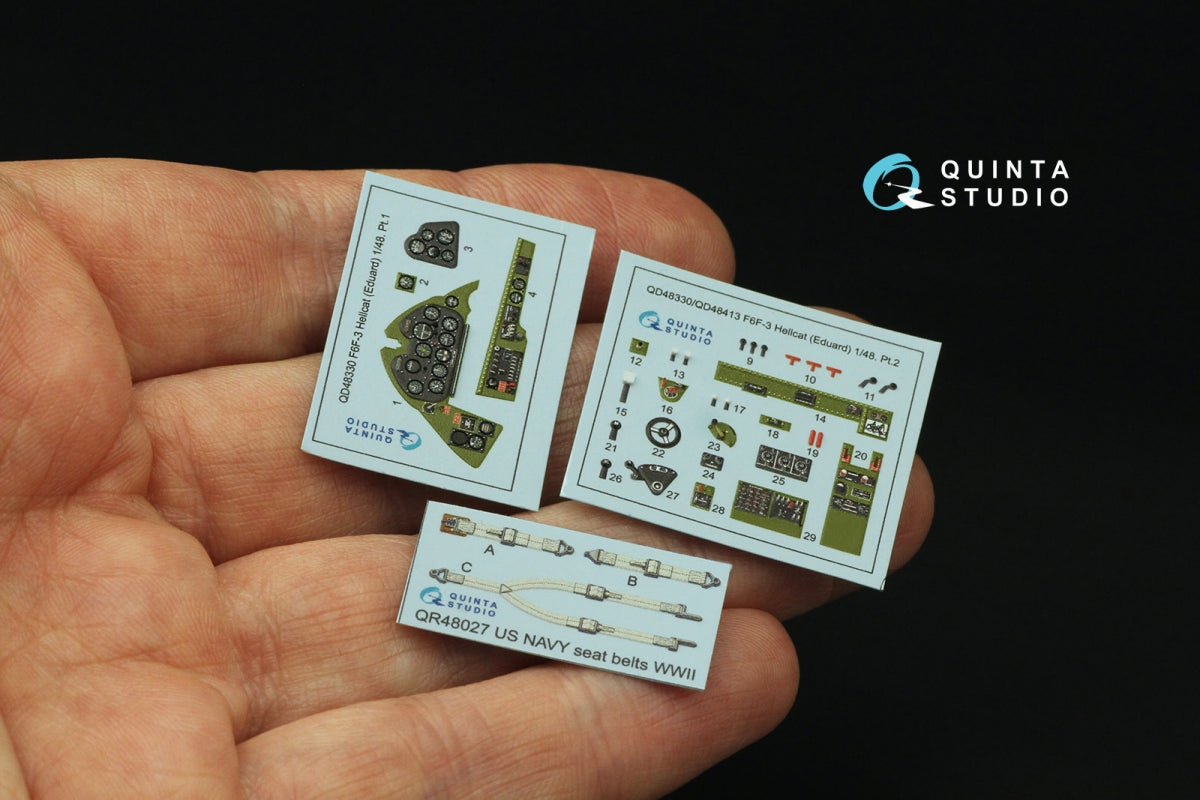 Quinta Studio QD48330 F6F-3 Hellcat 3D-Printed &amp;amp; coloured Interior on decal paper (Eduard) 1/48 – Bild 5