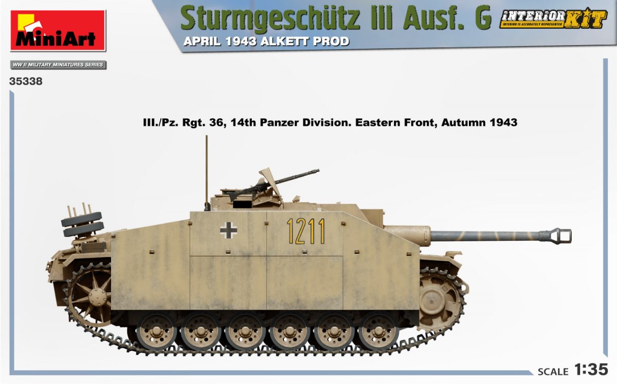 Mini Art 35338 Sturmgeschutz III Ausf. G APRIL 1943 ALKETT PROD. INTERIOR KIT 1/35 – imagen 6