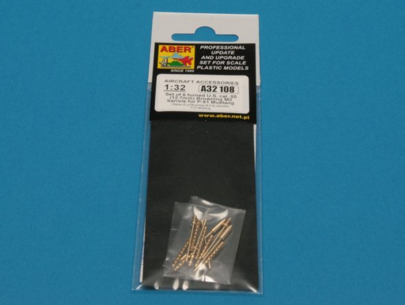 Aber A32108 Set of 6 turned US cal .50 (12,7mm) Browning M2 barrels for P-51 Mustang (1/32) – image 10