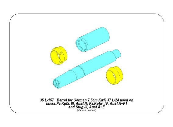 Aber 35L-157 75mm KwK 37 L/24 barrel for Pz.Kpfw.III.Ausf.N and Pz.Kpfw.IV Ausf.A,B,C,D,E 1/35 – zdjęcie 12