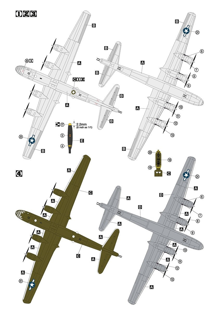 Hobby 2000 72070 B-29 Superfortress ( ACADEMY + CARTOGRAF + MASKI ) 1/72 – immagine 4