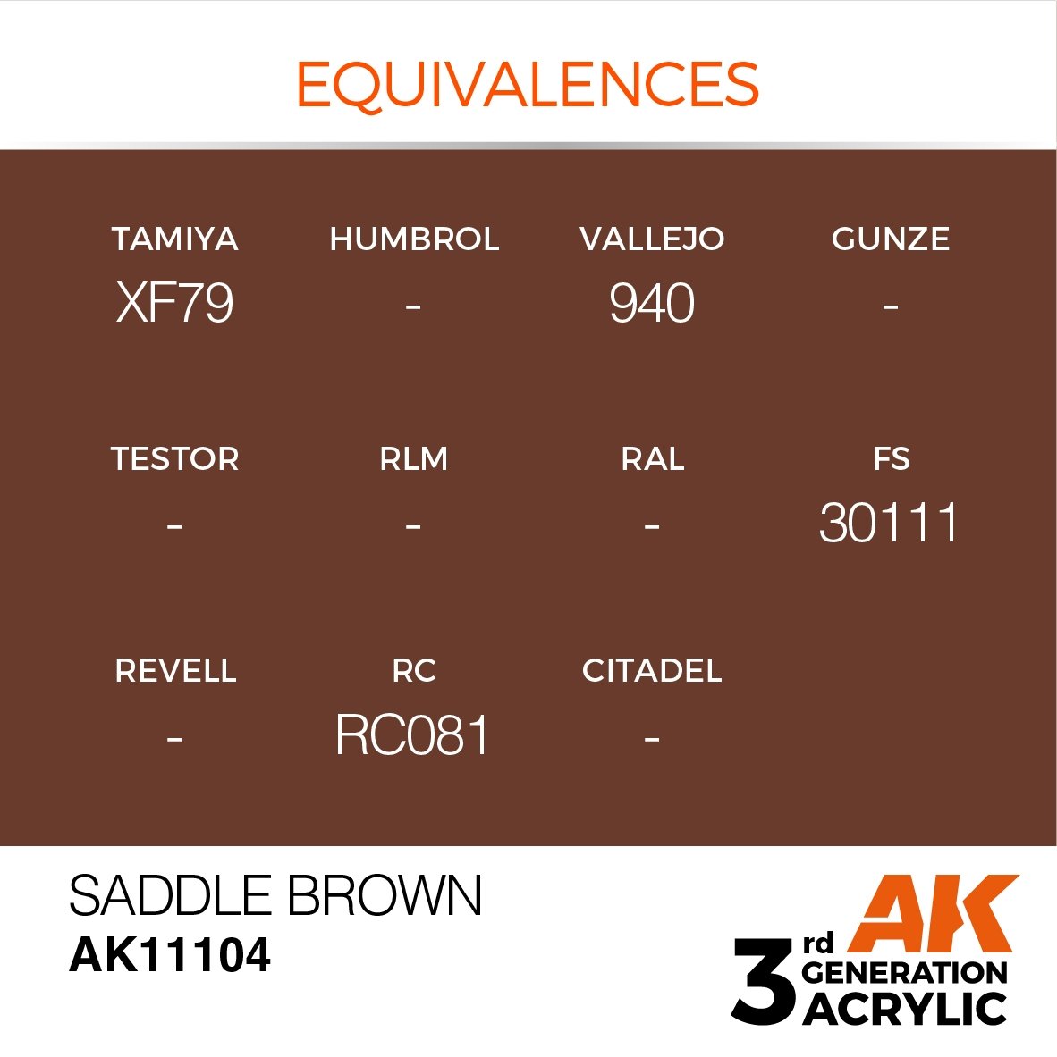 AK Interactive AK11104 SADDLE BROWN – STANDARD 17ml – imagen 3