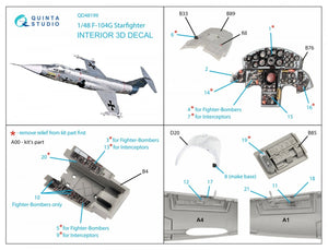 Intérieur imprimé en 3D et coloré sur papier décalcomanie Quinta Studio QD48199 F-104G (Kinetic) 1/48 – image 2