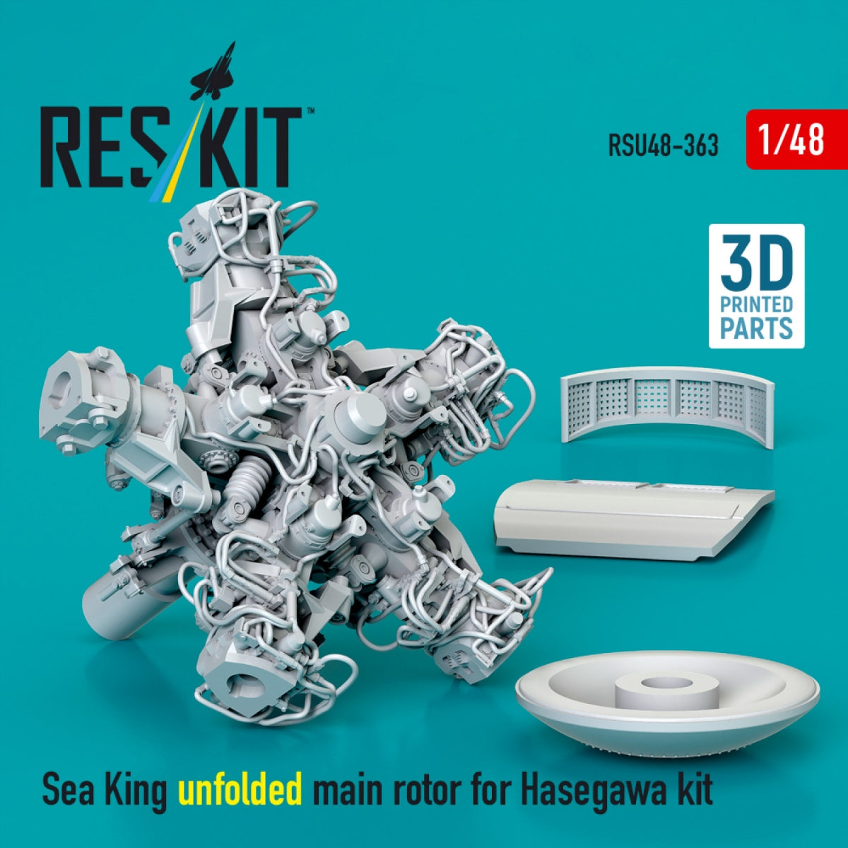 RESKIT RSU48-0363 Sea King unfolded main rotor for Hasegawa kit (3D Printed) 1/48