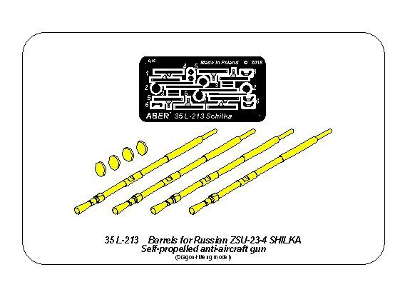 Aber 35L-213 Barrels for Russian ZSU-23-4 Shilka Self-propelled AA gun 1/35