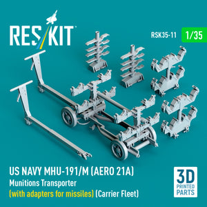 RESKIT RSK35-0011 US NAVY MHU-191/M (AERO 21A) Munitions Transporter (with adapters for missiles) (Carrier Fleet) (3D Printed model kit) 1/35 – Bild 3