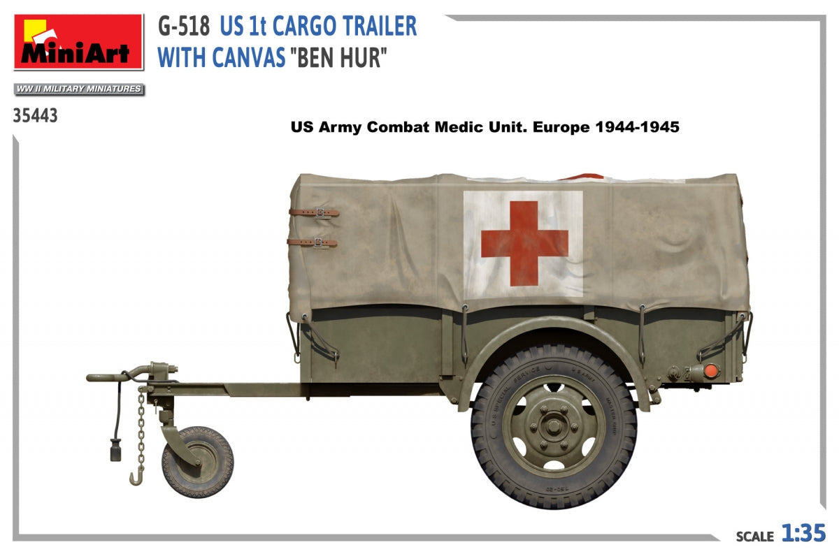 MiniArt 35443 G-518 US 1t CARGO TRAILER WITH CANVAS BEN HUR 1/35 – Bild 4