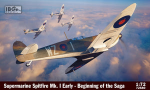 IBG 72580 Supermarine Spitfire Mk.I Early - The beginning of the Saga - Includes bonus 3d printed parts: - wheels , early fuel tank cover , Camera Gun Type G-22 1/72