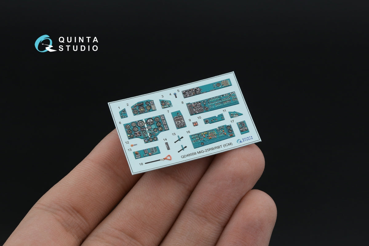 Quinta Studio QD+48558 MiG-25RB/MiG-25RBT 3D-Printed &amp;amp; coloured Interior on decal paper (ICM) (with 3D-printed resin parts) 1/48 – Bild 6