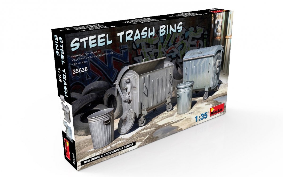 Miniart 35636 STEEL TRASH BINS 1/35 – Bild 2