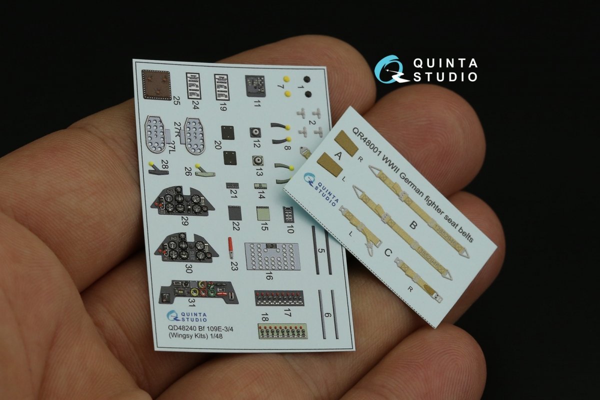 Quinta Studio QD48240 Bf 109E-3/4 3D-Printed &amp;amp; coloured Interior on decal paper ( Wingsy kits) 1/48 – Bild 11