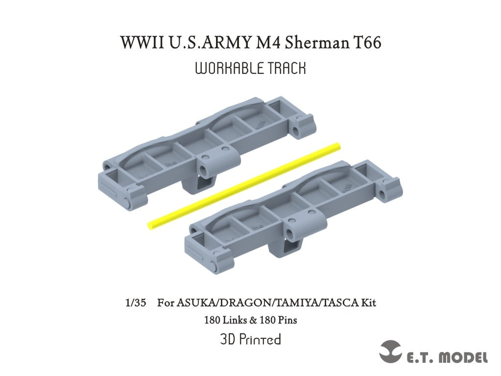 ET Model P35-095 WWII USARMY M4 Sherman T66 Chenilles fonctionnelles pour maquettes ASUKA/DRAGON/TAMIYA/TASCA au 1/35