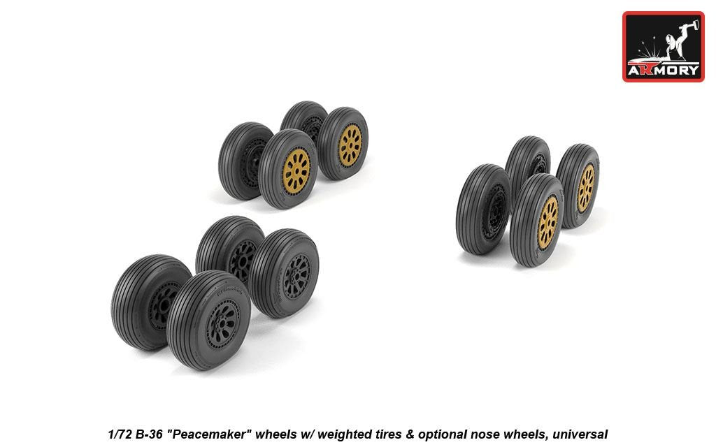 Armory Models AW72327 B-36 Peacemaker wheels w/ weighted tires, optional nose wheels 1/72 – Bild 3