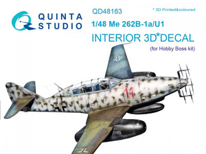 Quinta Studio QD48163 Me 262B-1a/U1 3D-Printed &amp;amp; coloured Interior on decal paper (for HobbyBoss kit) 1/48