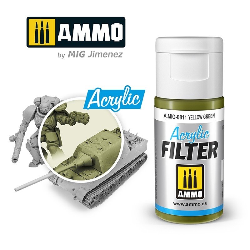 Filtre acrylique jaune-vert Ammo of Mig 0811 15 ml