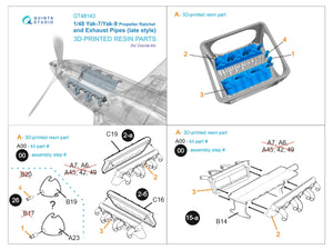 Quinta Studio QT48143 Yak-7B/Yak-9D Ratchet and late Exhaust (Zvezda) 1/48
