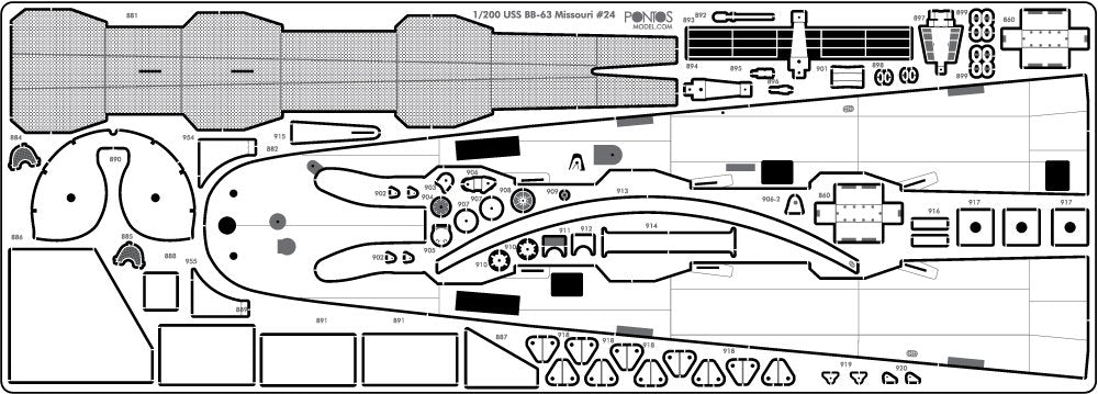 Pontos 20004WD1 USS BB-61 Iowa 1944 Wooden Deck set (Teak Tone) 1/200 – image 3