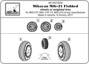 Armory Models AW72048 Mikoyan MiG-21 Fishbed wheels w/ weighted tires, early 1/72 – immagine 6