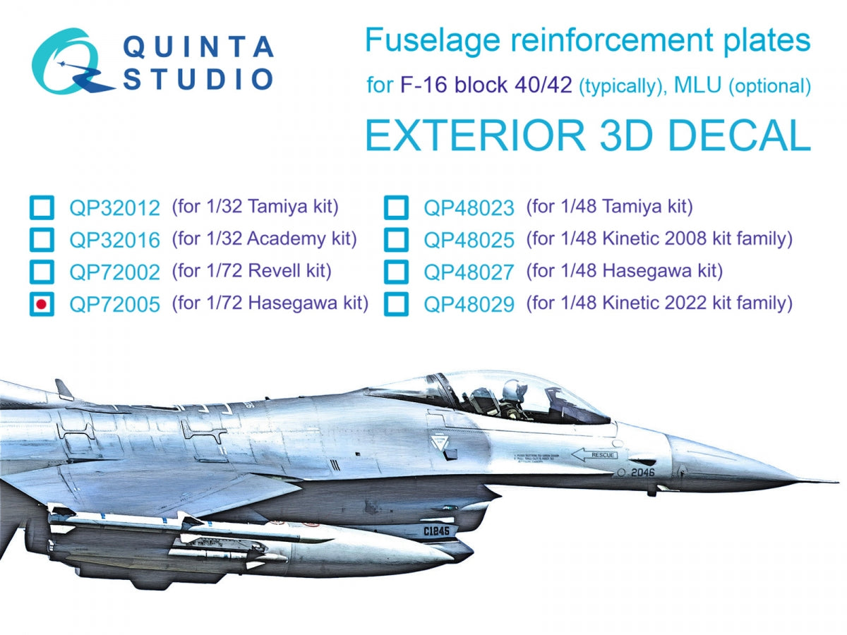 Quinta Studio QP72005 Plaques de renfort pour F-16 bloc 40/42 (Hasegawa) 1/72 