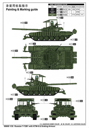 Trumpeter 09609 Char russe T-72B1 avec KTM-6 et blindage à grille 1/35 – image 4