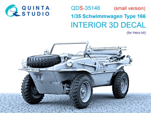 Quinta Studio QDS-35146 Schwimmwagen Type 166 3D-Printed &amp;amp; coloured Interior on decal paper (Hero) (Small version) 1/35